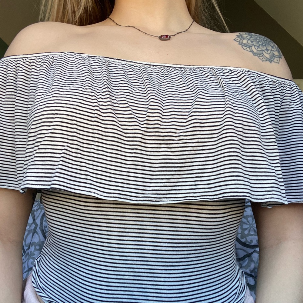 Striped Off The Shoulder Top